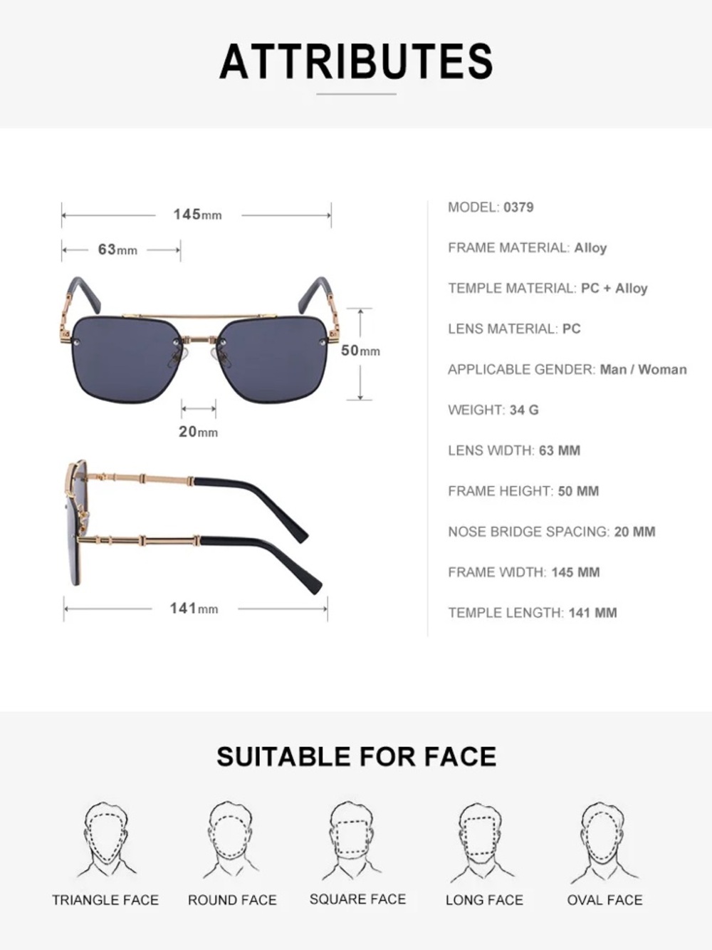 Men’s Elegant and Refined Anti-UV Sunglasses with Metal Frame. - Picture 8 of 11
